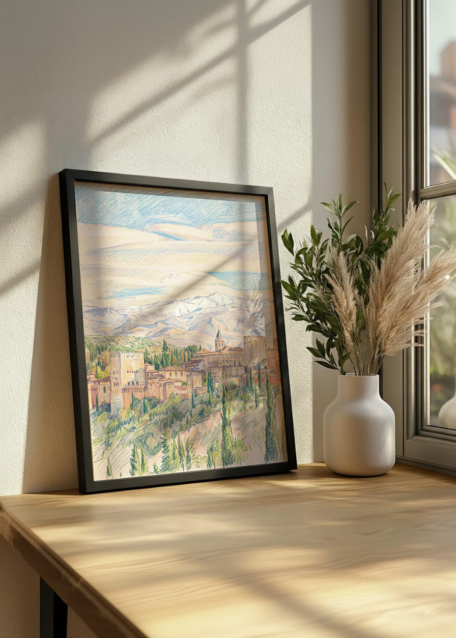 Cuadro Alhambra de Granada efecto dibujo