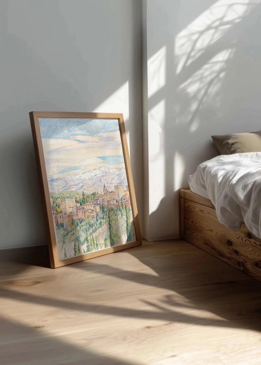 Cuadro Alhambra de Granada efecto dibujo