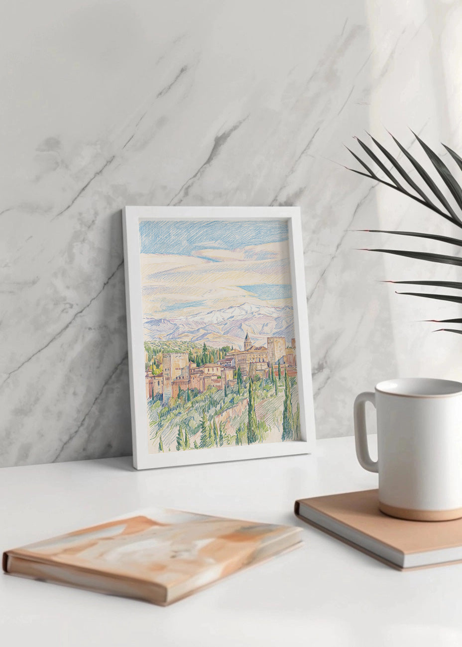 Cuadro Alhambra de Granada efecto dibujo