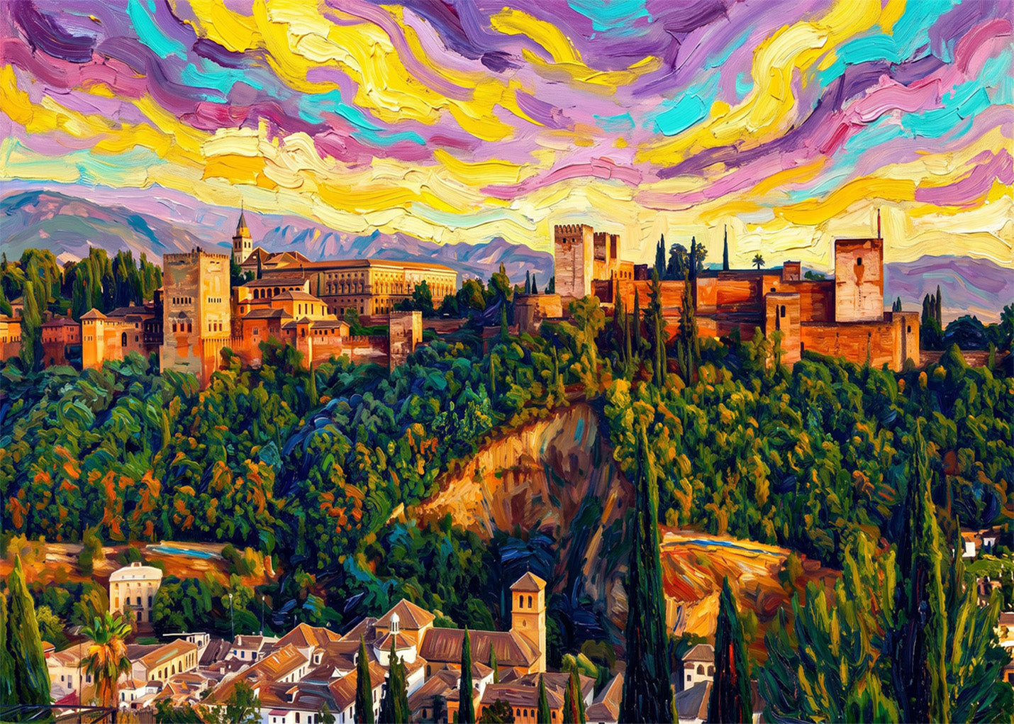 Cuadro Alhambra de Granada fauvista