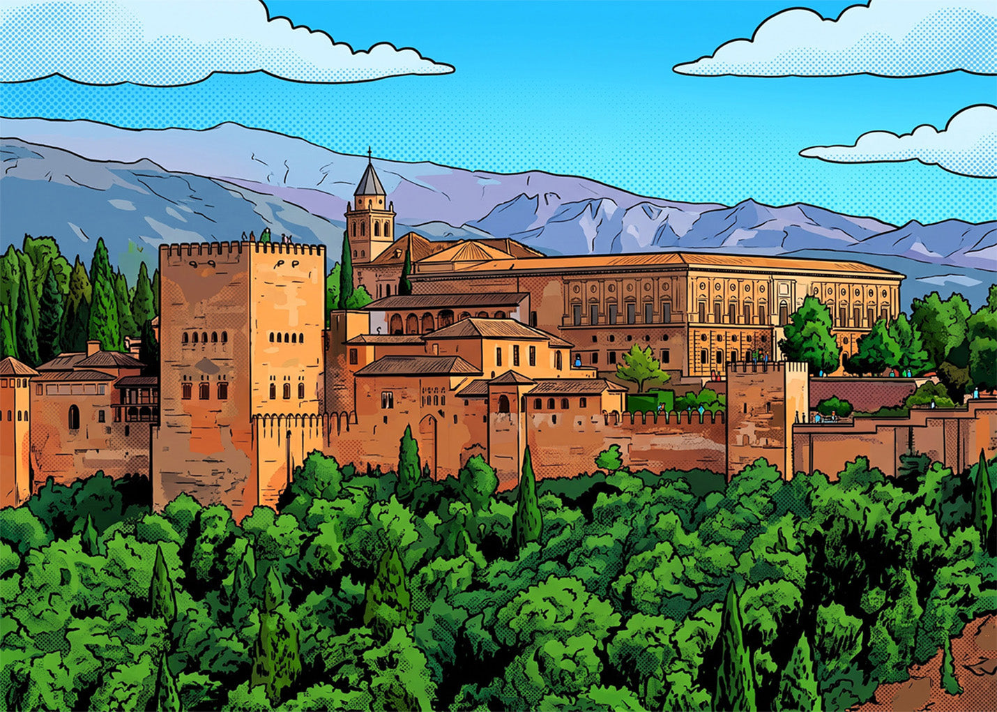 Cuadro Alhambra de Granada (h) - Cómic