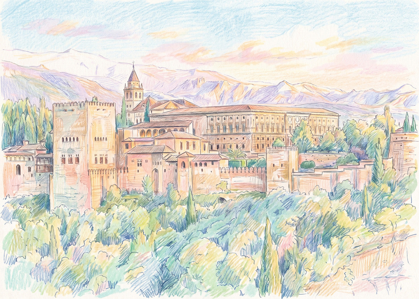 Cuadro Alhambra de Granada (h) efecto dibujo