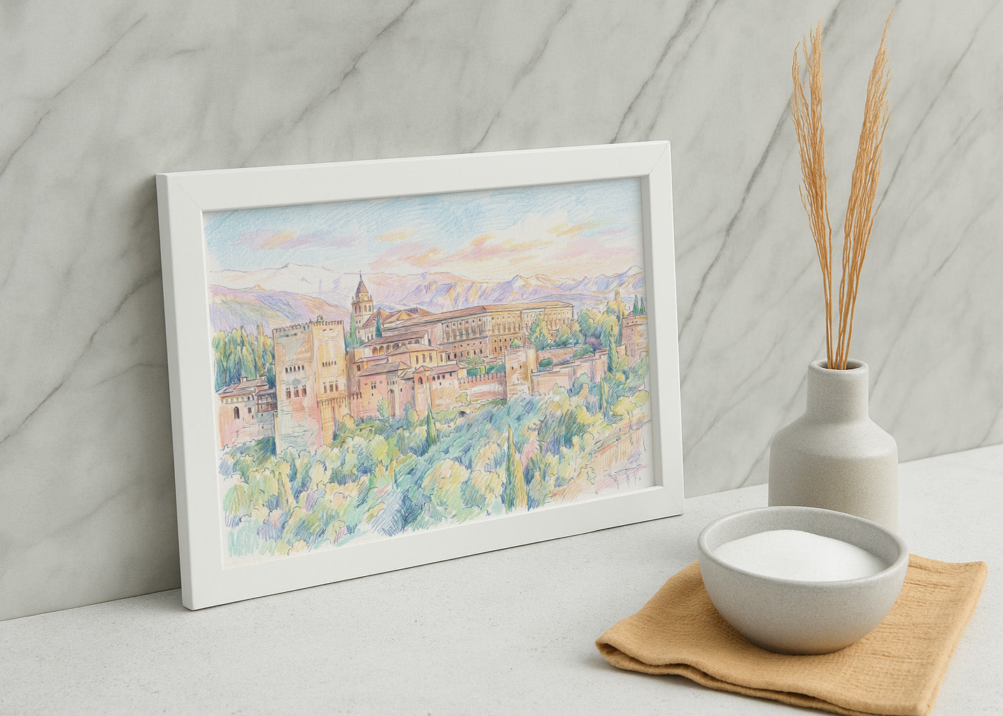 Cuadro Alhambra de Granada (h) efecto dibujo