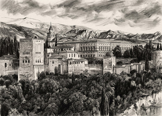 Cuadro Alhambra de Granada (h) efecto lápiz