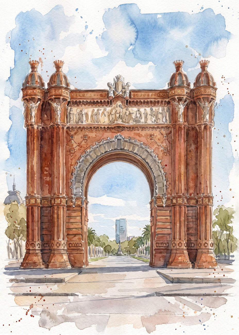 Cuadro Arco del Triunfo efecto acuarela