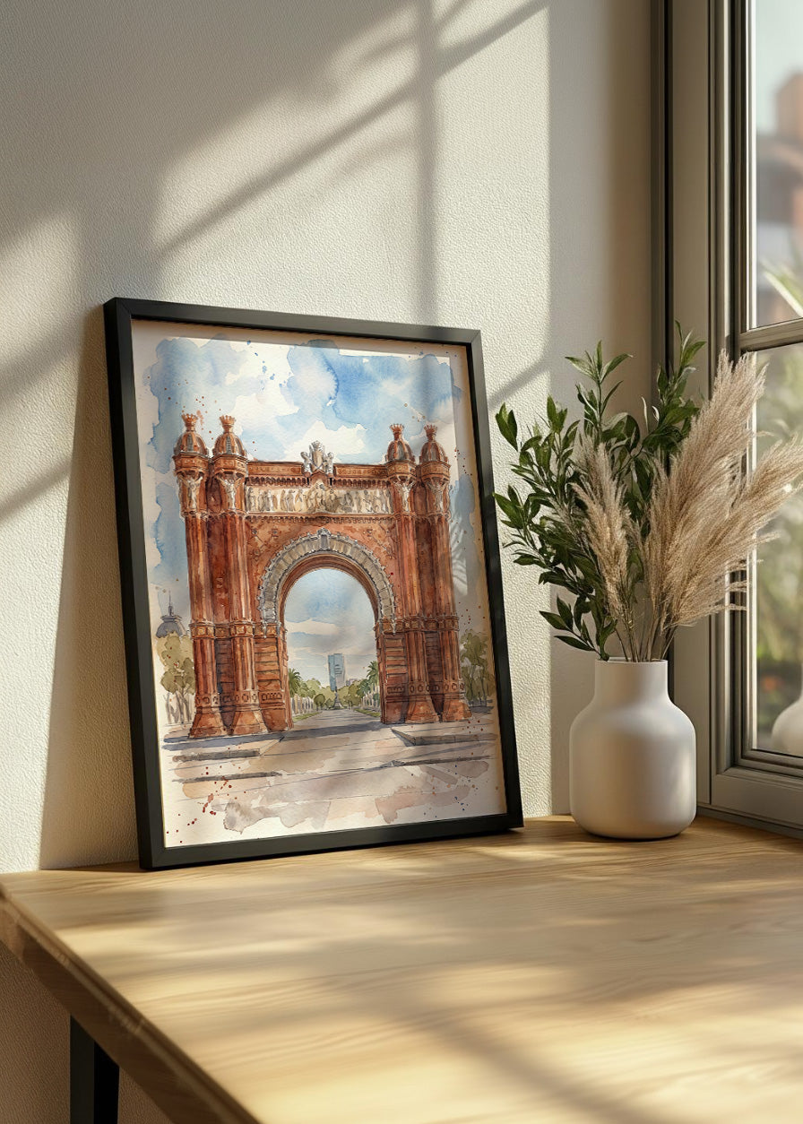 Cuadro Arco del Triunfo efecto acuarela