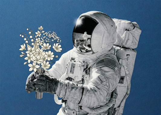 Cuadro Astronauta con flores