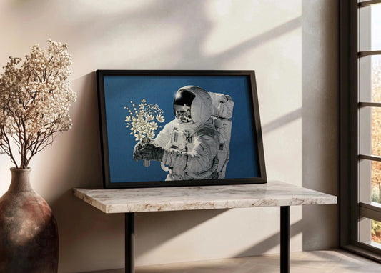 Cuadro Astronauta con flores