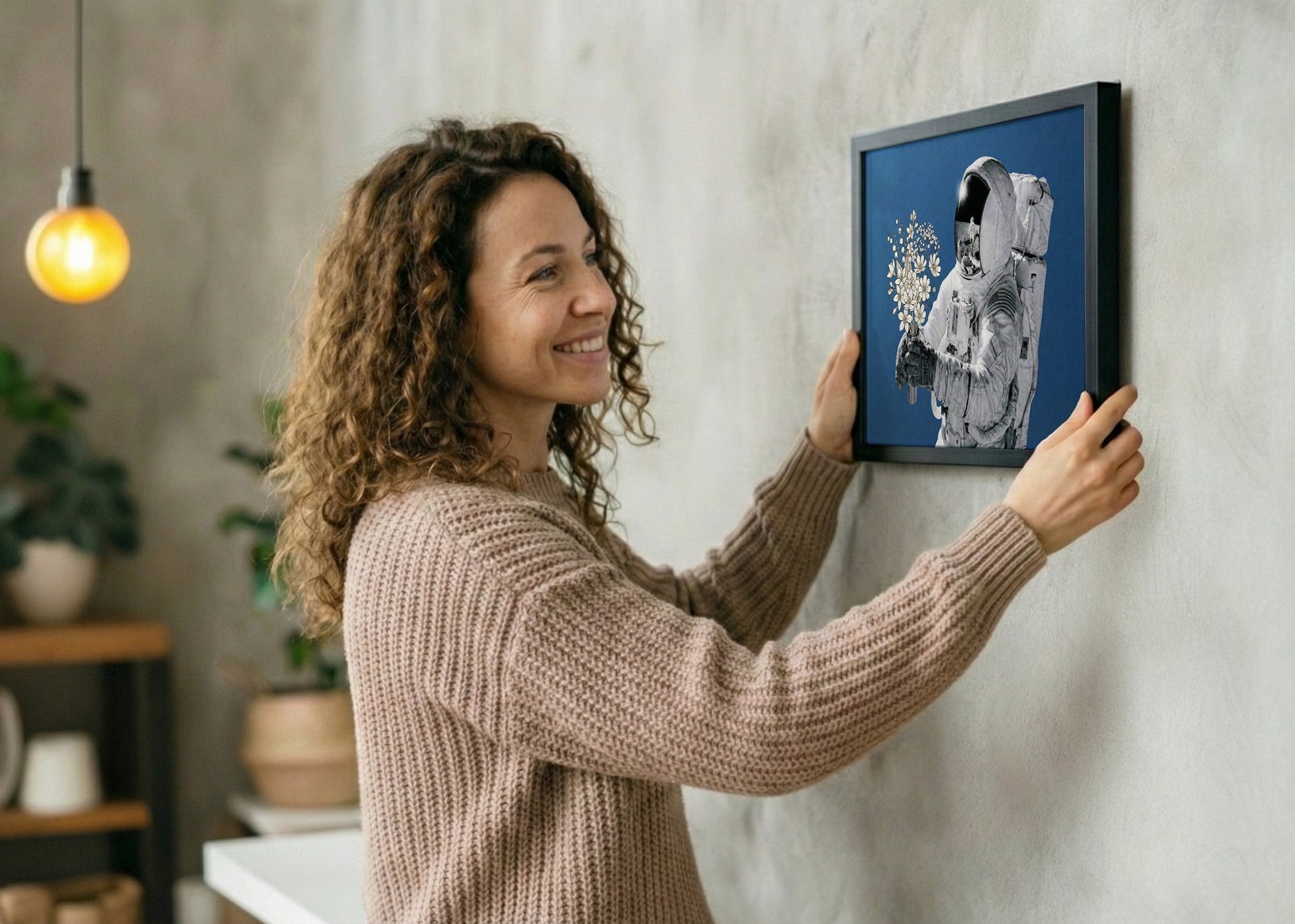 Cuadro Astronauta con flores