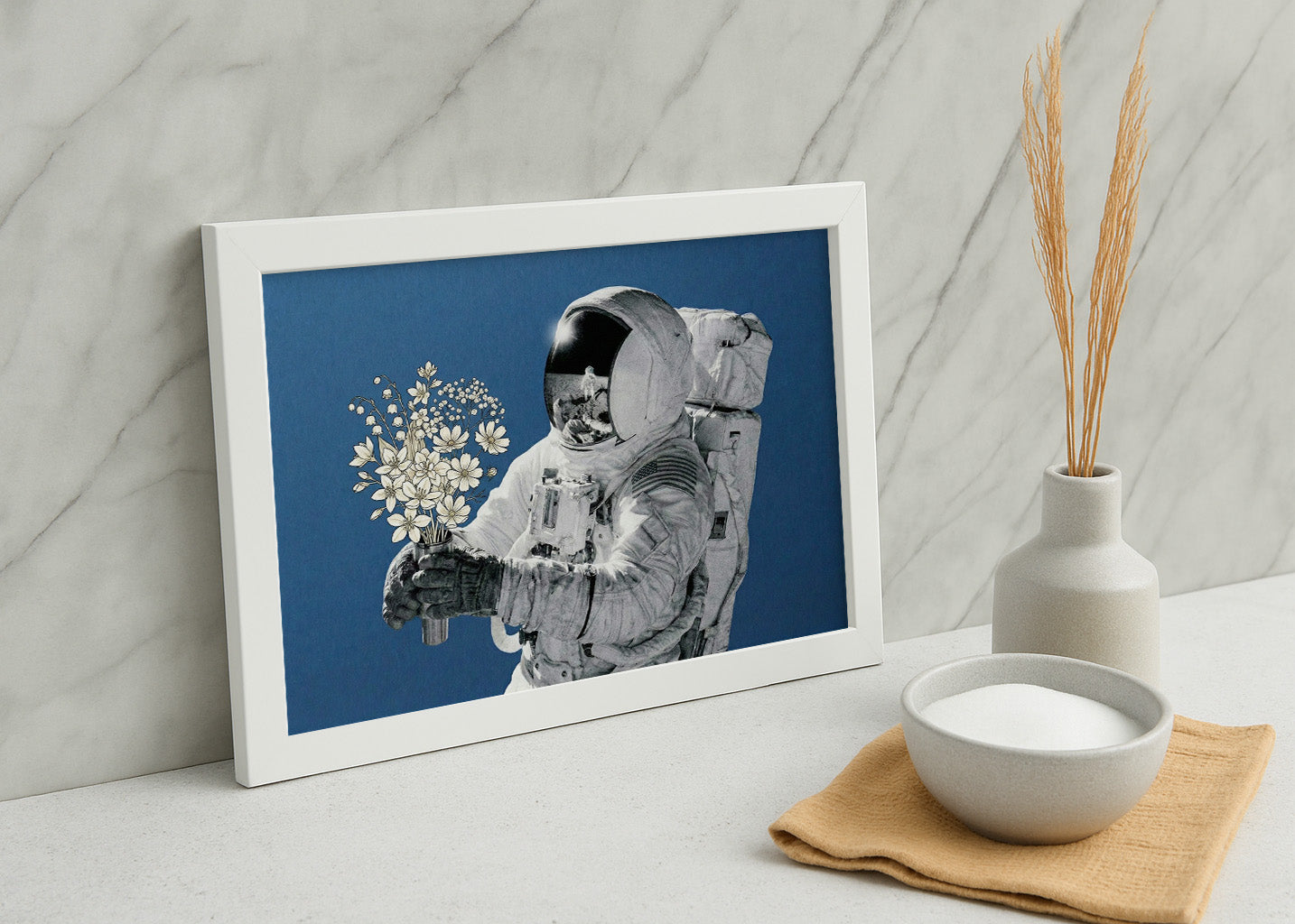 Cuadro Astronauta con flores