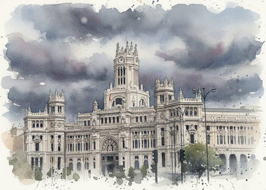 Cuadro Ayuntamiento de Madrid Palacio de Cibeles - Acuarela
