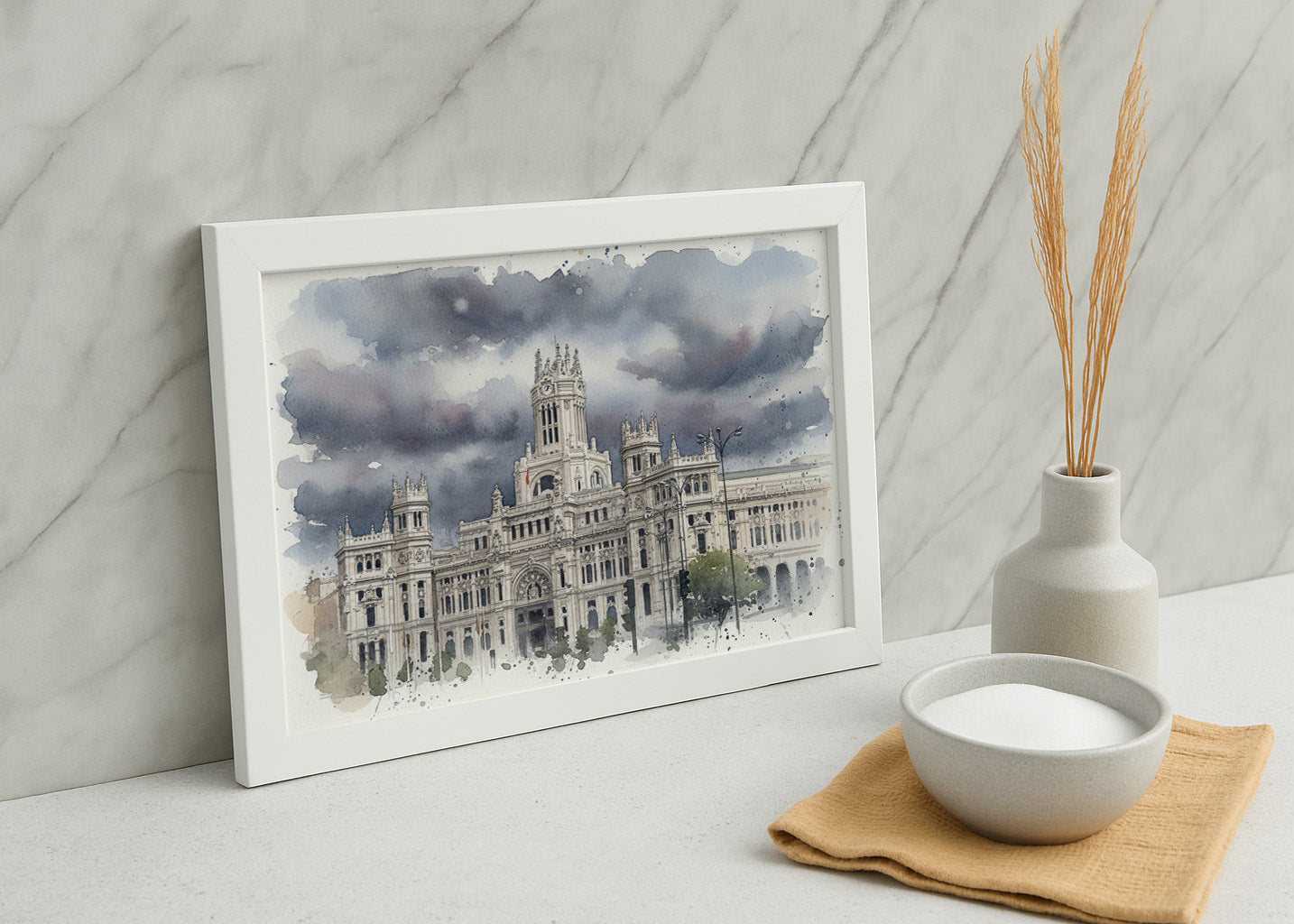 Cuadro Ayuntamiento de Madrid Palacio de Cibeles - Acuarela
