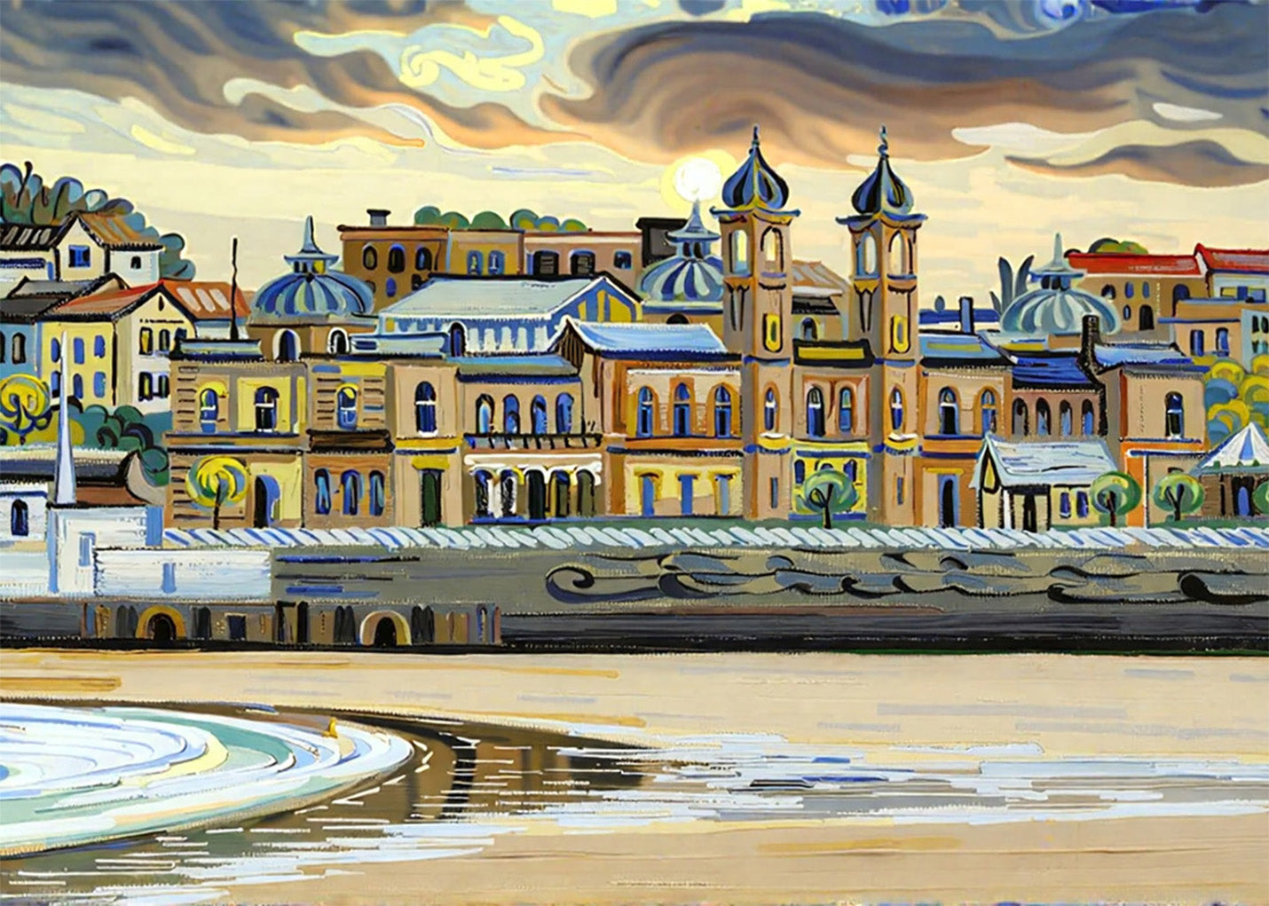 Cuadro Ayuntamiento de San Sebastian Gran Casino estilo Van Gogh