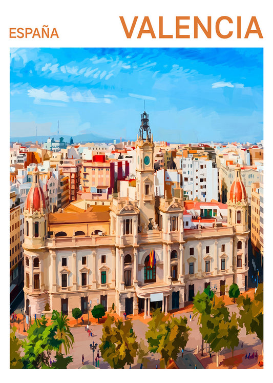Cuadro Ayuntamiento de Valencia - Gouache