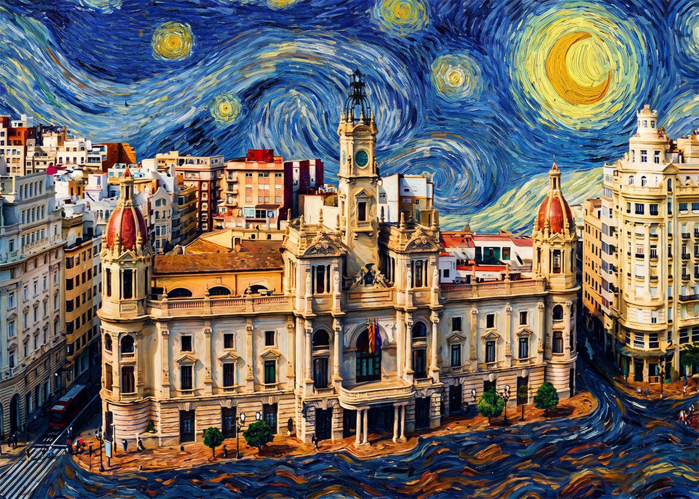 Cuadro Ayuntamiento de Valencia - Noche Estrellada