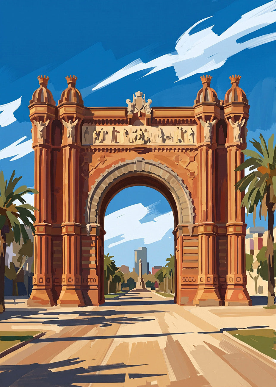 Cuadro Barcelona Arco del Triunfo - Gouache