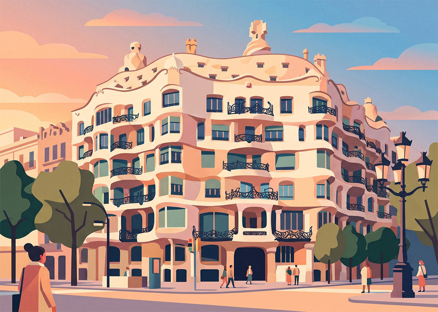 Cuadro Barcelona La Pedrera - Pastel