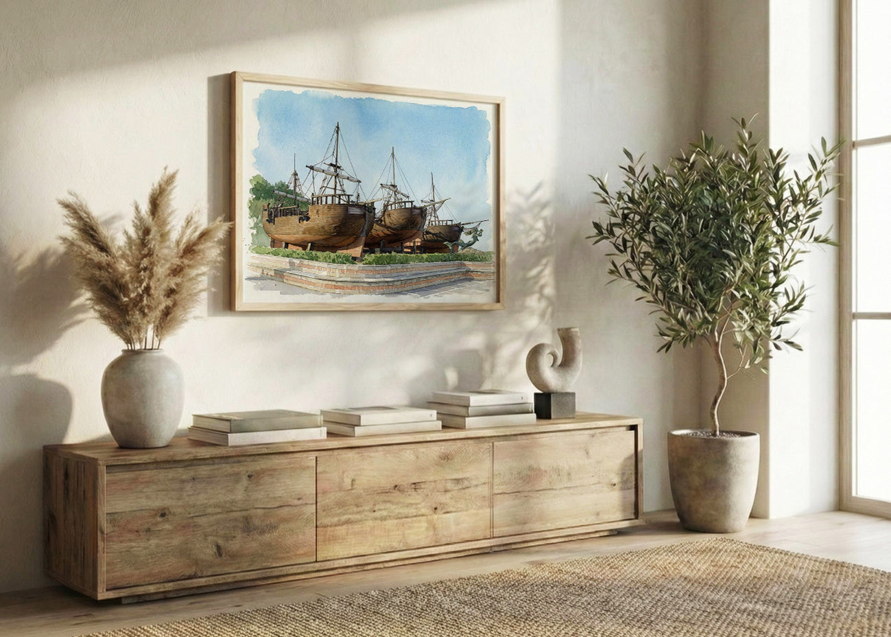 Cuadro Barcos de La Magdalena - Acuarela