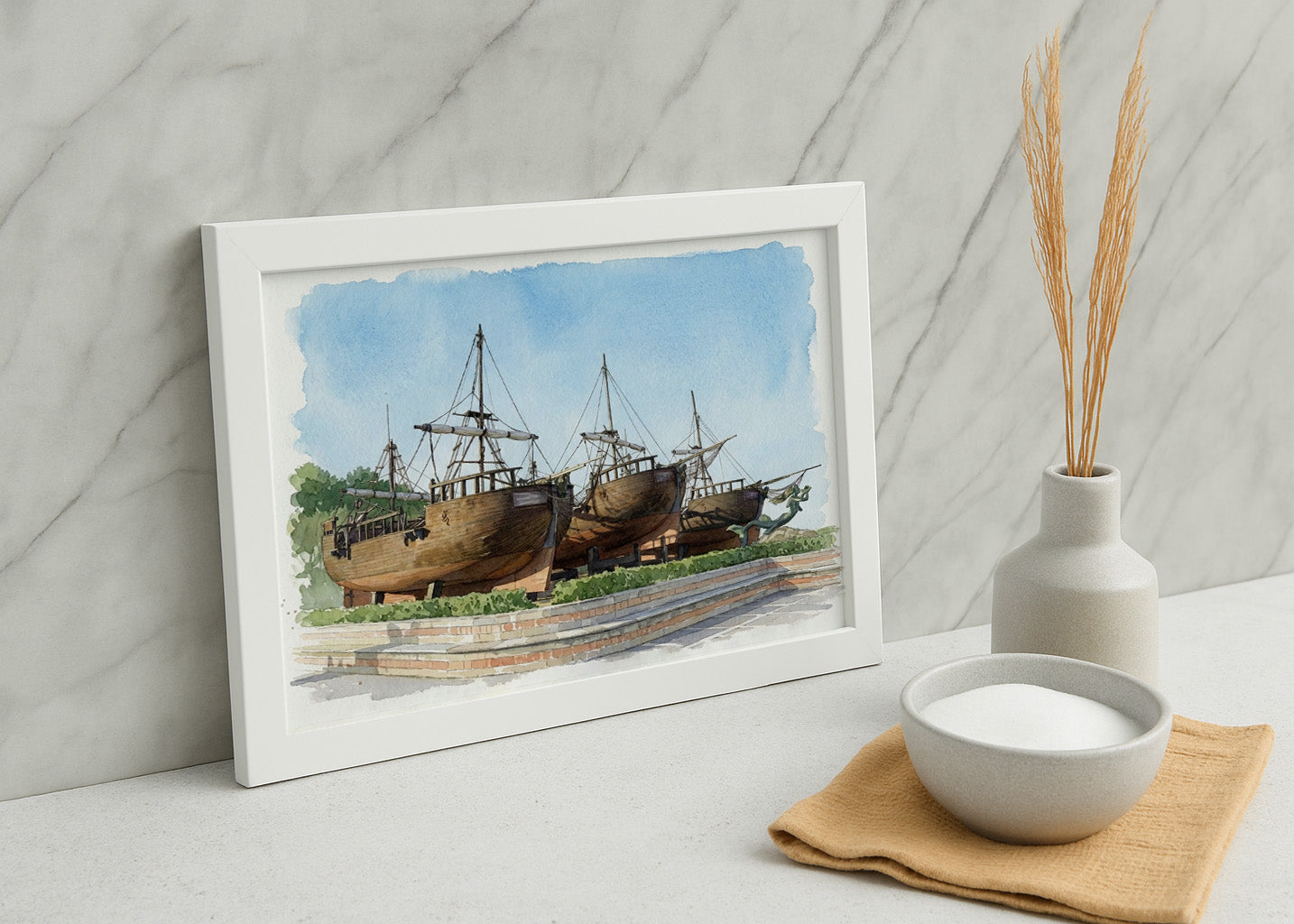 Cuadro Barcos de La Magdalena - Acuarela