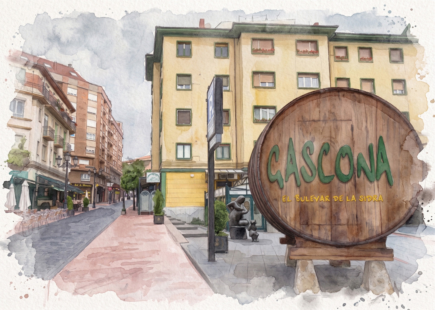 Cuadro Barril de La Gascona estilo acuarela