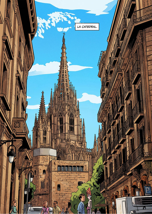 Cuadro Barrio Gótico de Barcelona - Cómic