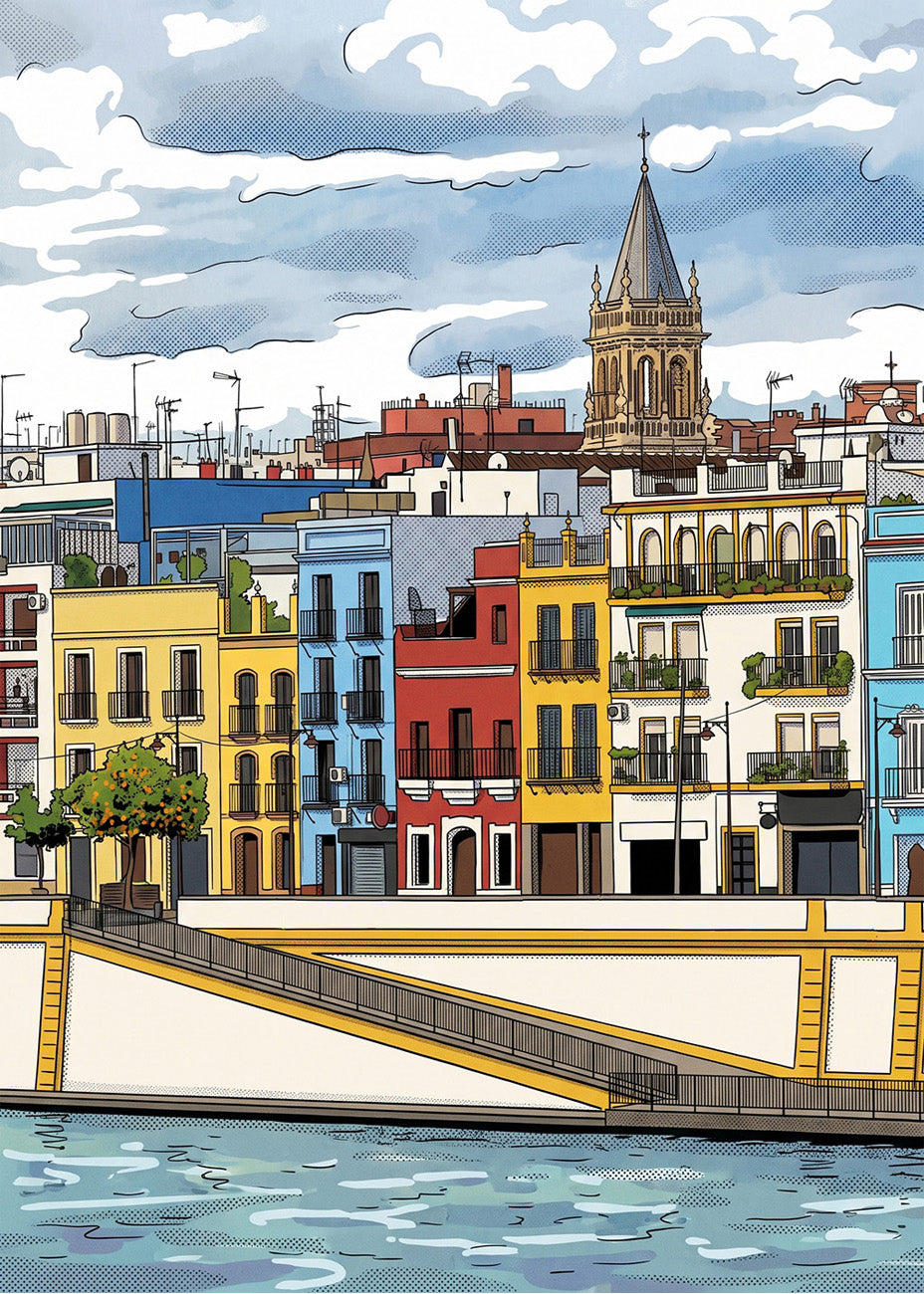 Cuadro Barrio Triana y Calle Betis - Cómic