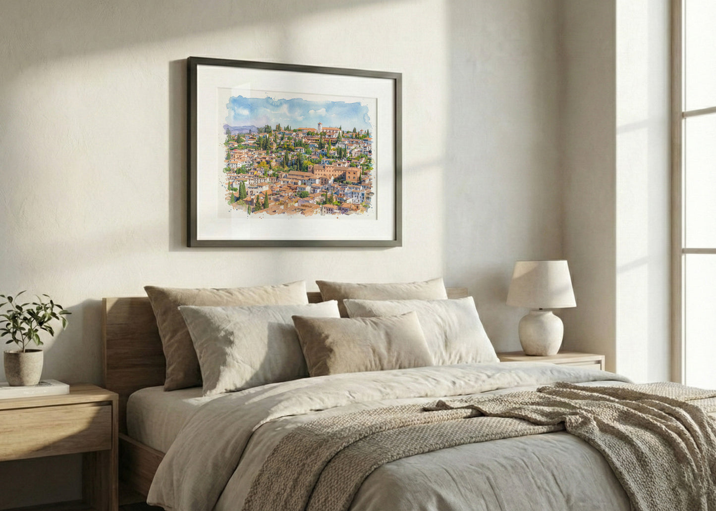 Cuadro Barrio del Albaizín efecto acuarela