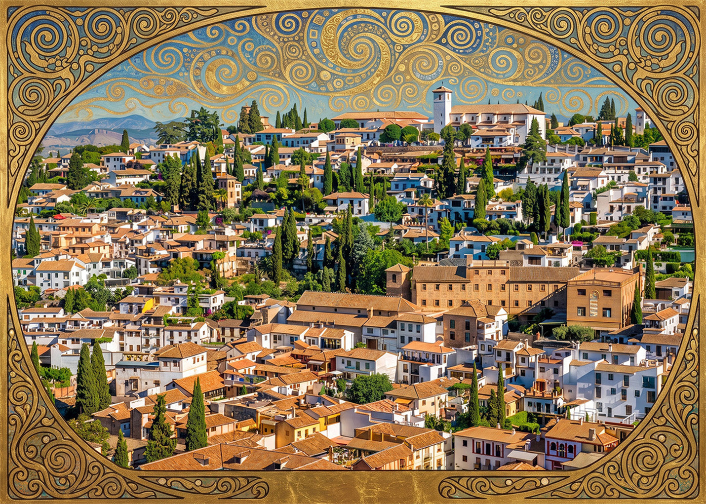 Cuadro Barrio del Albaizín estilo Klimt