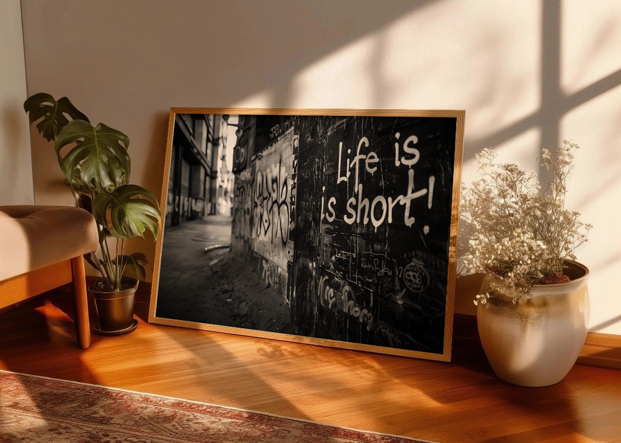 Cuadro ​Barrio en blanco y negro con graffitis