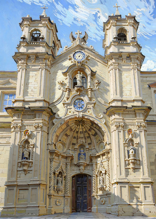 Cuadro Basílica de Santa María de Donostia estilo Van Gogh