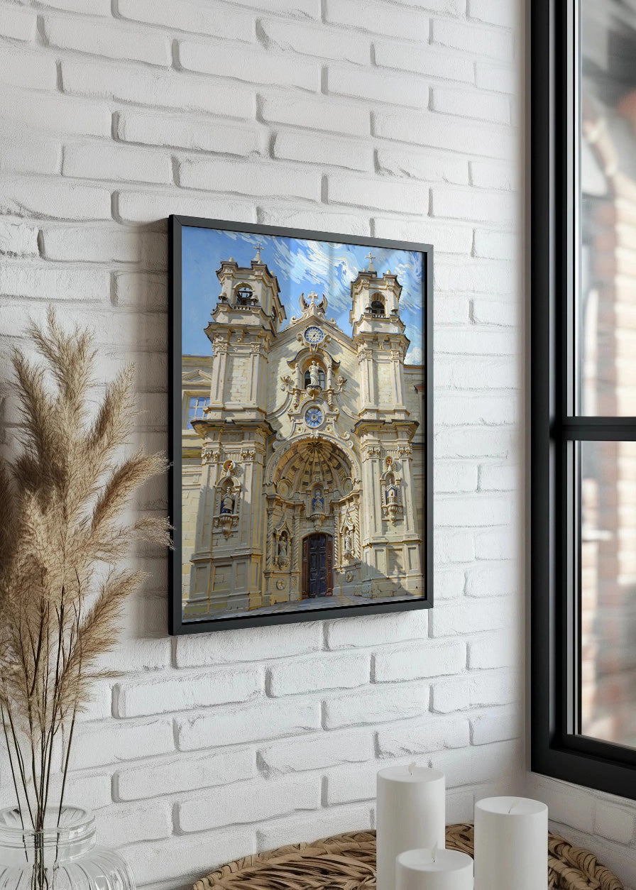 Cuadro Basílica de Santa María de Donostia estilo Van Gogh