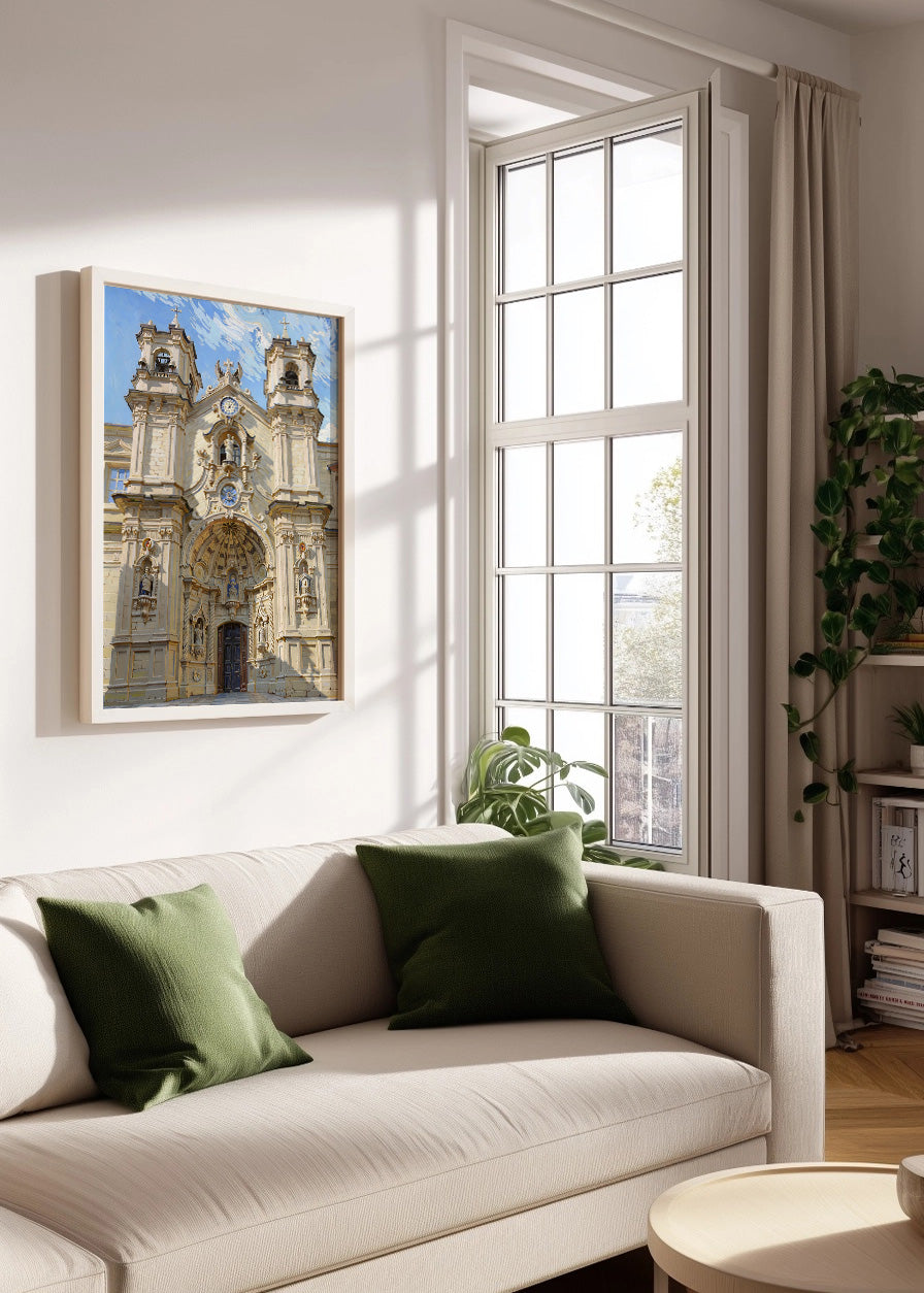 Cuadro Basílica de Santa María de Donostia estilo Van Gogh