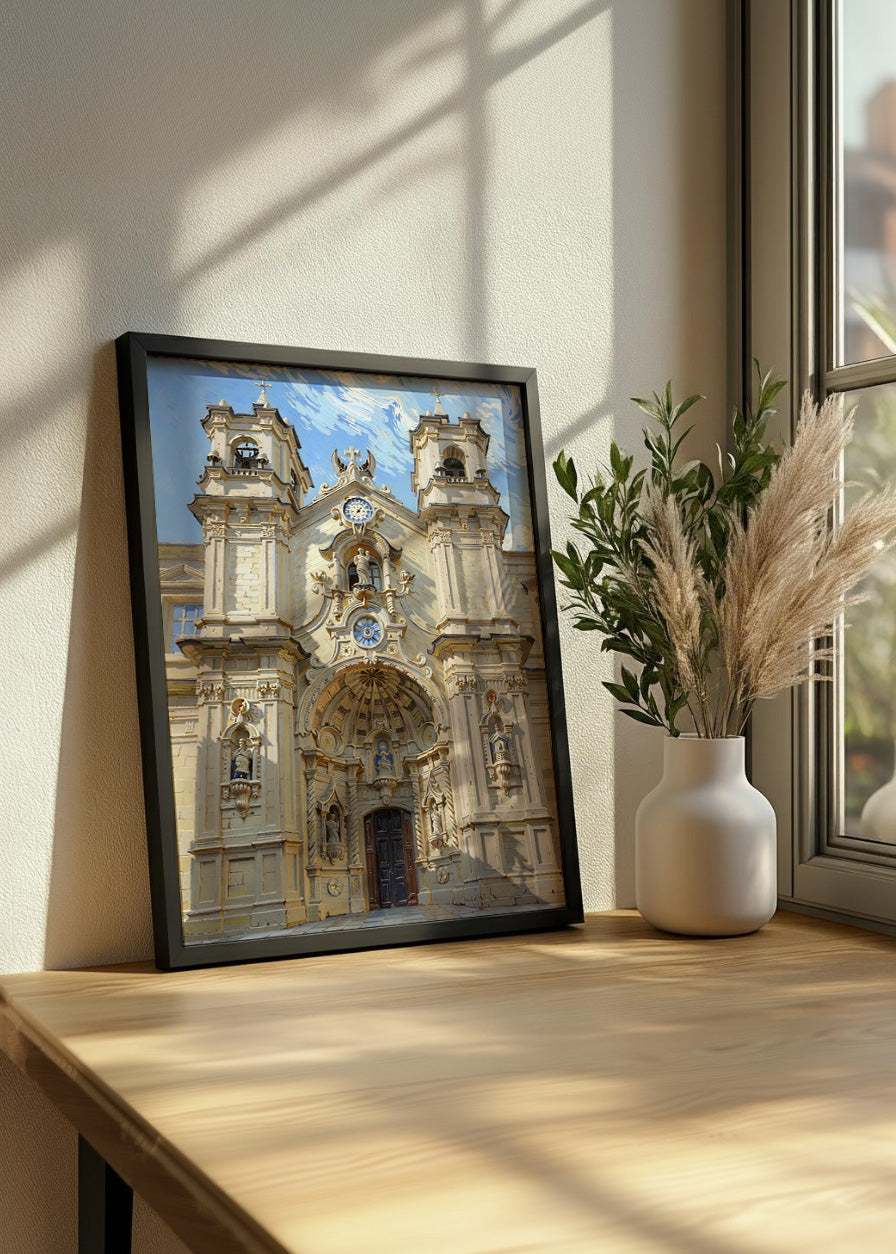 Cuadro Basílica de Santa María de Donostia estilo Van Gogh