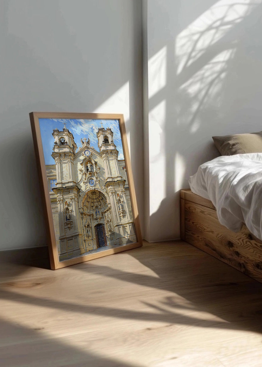 Cuadro Basílica de Santa María de Donostia estilo Van Gogh