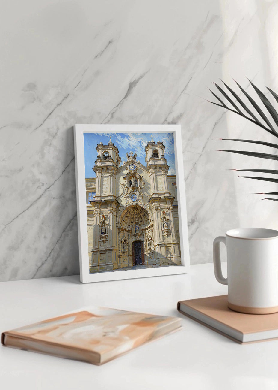 Cuadro Basílica de Santa María de Donostia estilo Van Gogh