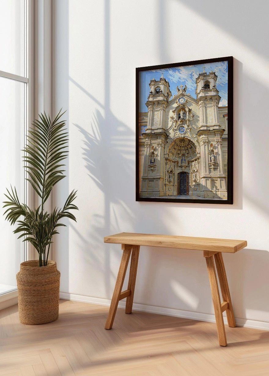 Cuadro Basílica de Santa María de Donostia estilo Van Gogh