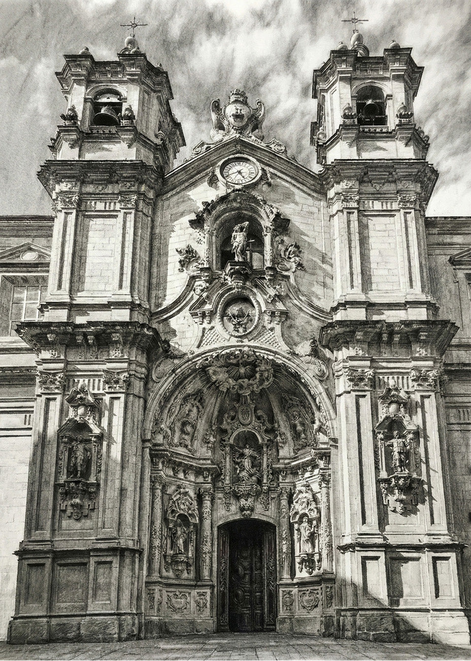 Cuadro Basílica de Santa María de Donostia estilo lápiz