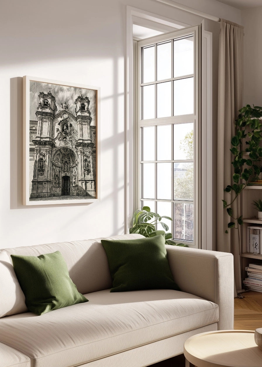 Cuadro Basílica de Santa María de Donostia estilo lápiz