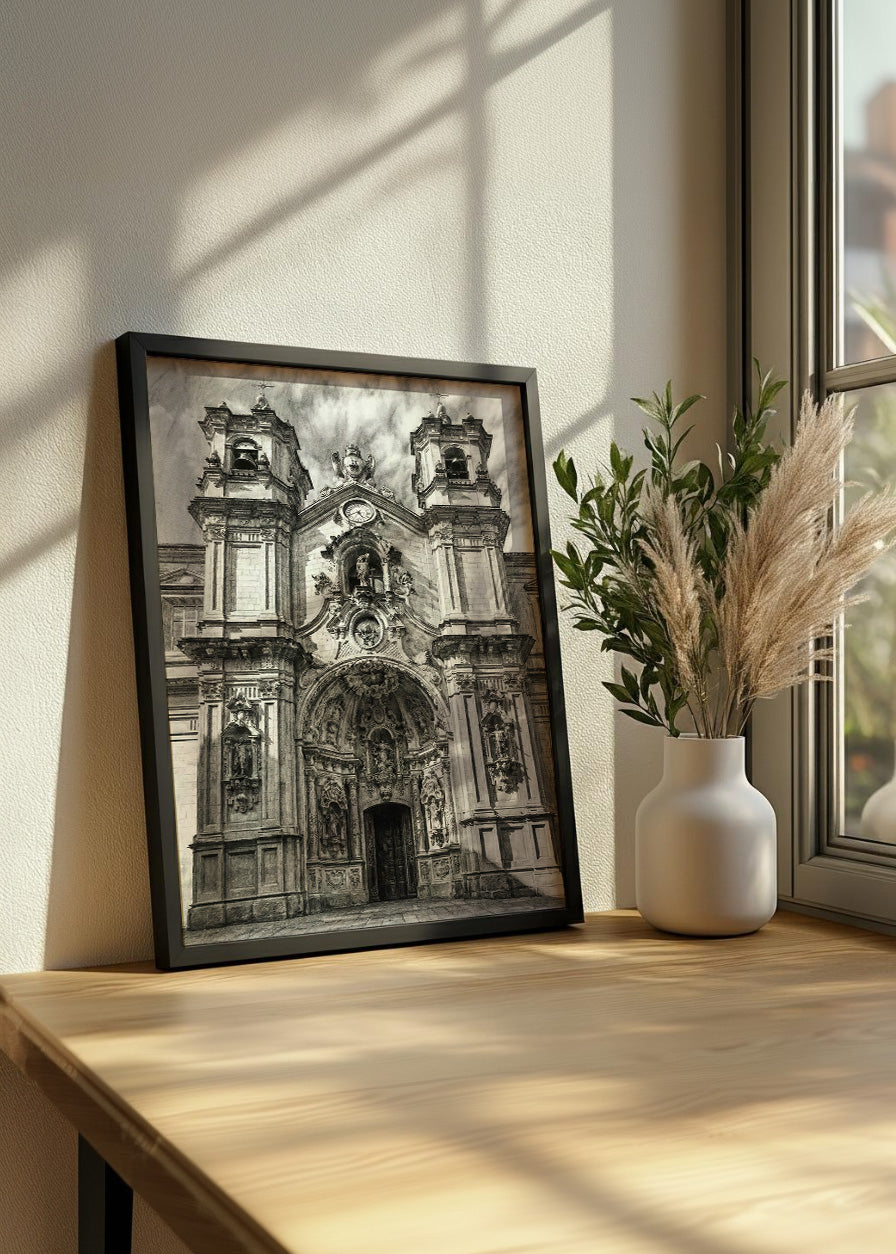 Cuadro Basílica de Santa María de Donostia estilo lápiz
