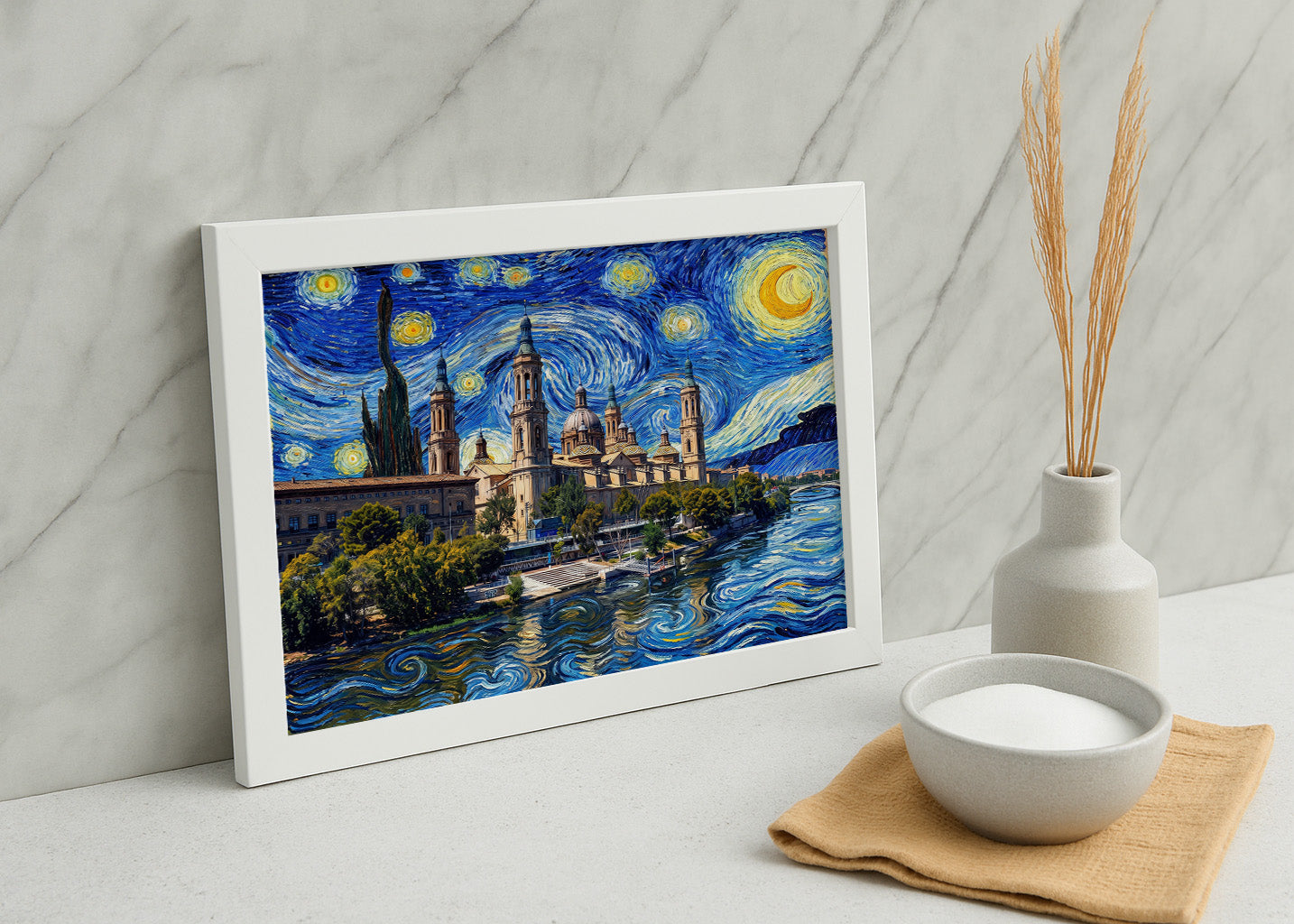 Cuadro Basílica del Pilar Zaragoza - Noche Estrellada