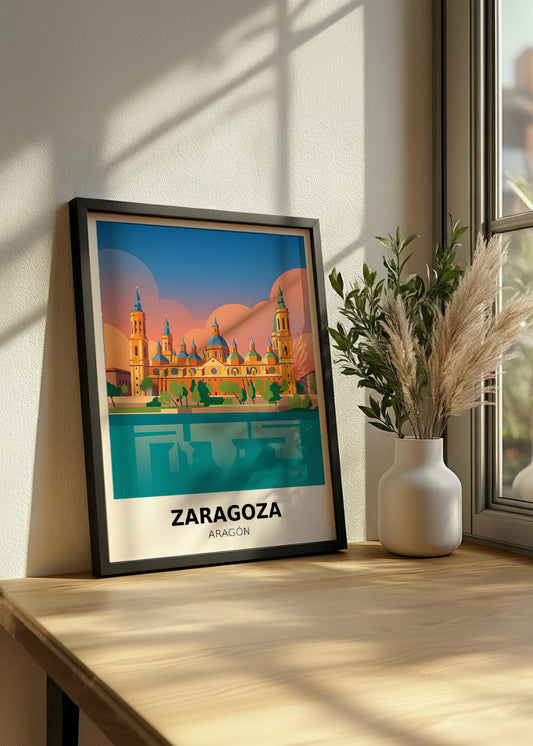 Cuadro Basílica del Pilar sobre el Ebro en Zaragoza - Poster