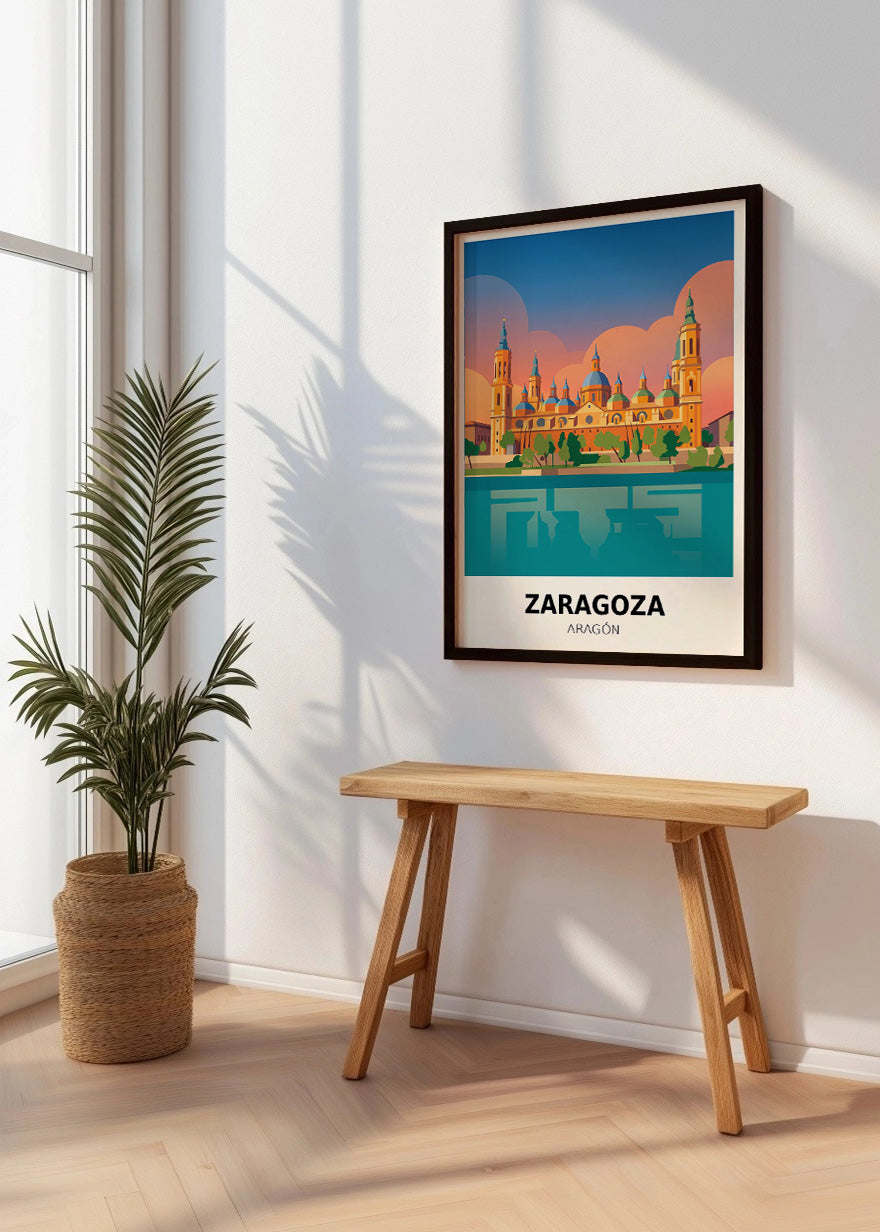 Cuadro Basílica del Pilar sobre el Ebro en Zaragoza - Poster