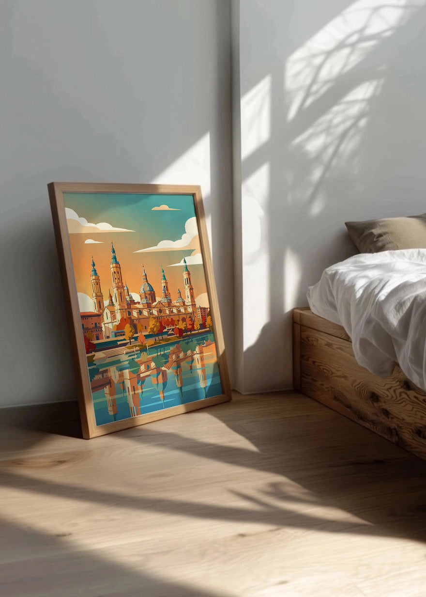 Cuadro Basílica del Pilar sobre el Ebro en Zaragoza - Poster