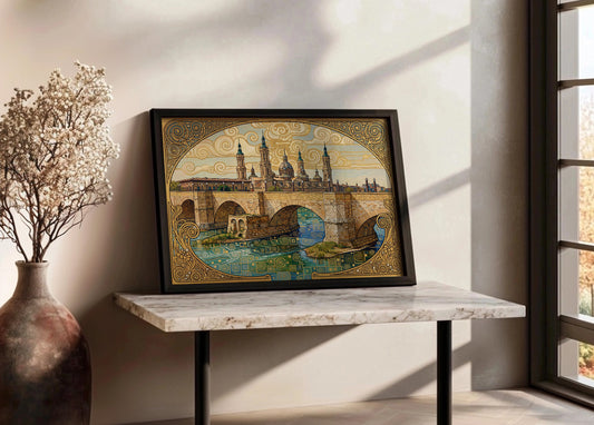 Cuadro Basílica del Pilar tras el puente de piedra - Klimt