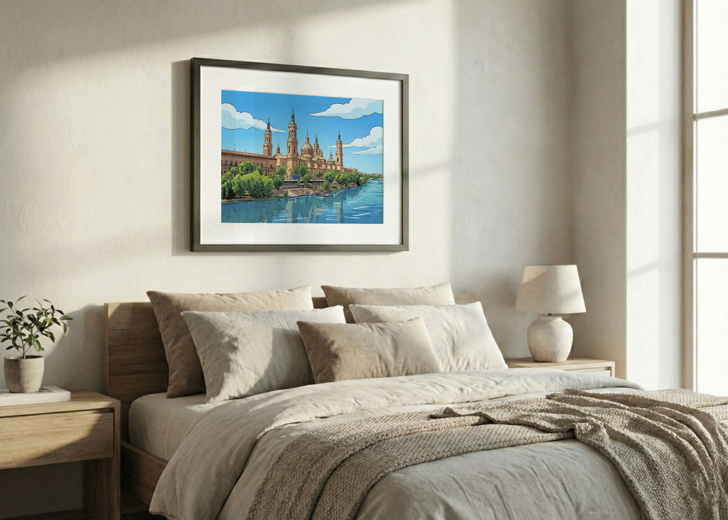 Cuadro Basílica del Pilar y río Ebro - Cómic
