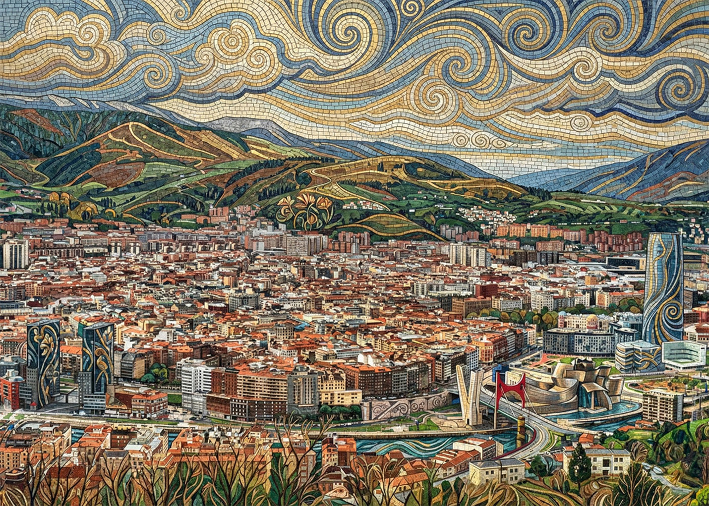 Cuadro Bilbao desde el Mirador de Artxanda - Art Nouveau