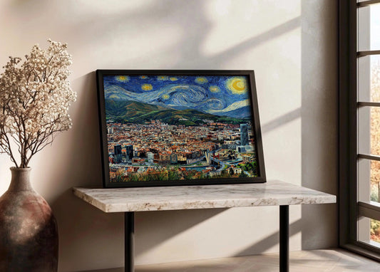 Cuadro Bilbao desde el Mirador de Artxanda - Noche Estrellada
