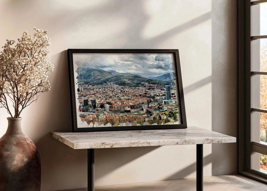 Cuadro Bilbao desde el Mirador de Artxanda estilo acuarela