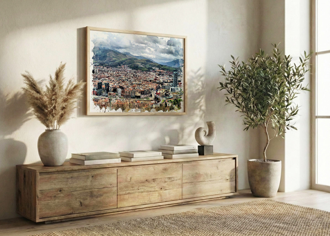 Cuadro Bilbao desde el Mirador de Artxanda estilo acuarela