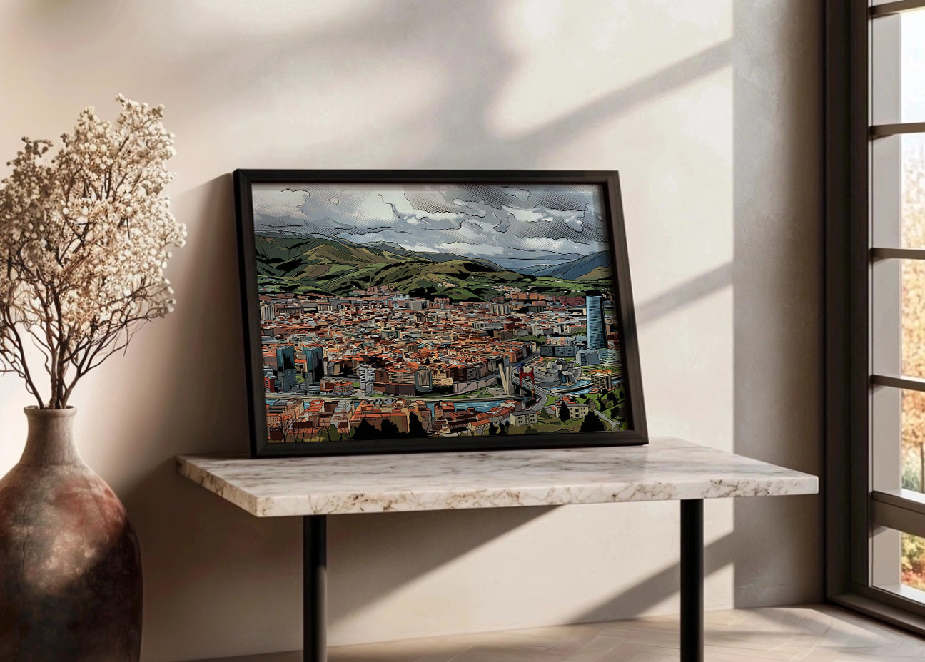 Cuadro Bilbao desde el Mirador de Artxanda estilo cómic